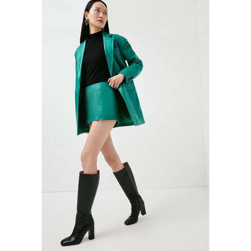 Karen Millen Green Leather Micro Mini Skirt Set